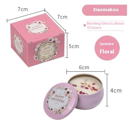 Dried Flower Fragrance Candle – Decorative Tin Gift Candle – 6 CmX4cm Color Box Packaging Mango Fragrant Citrus