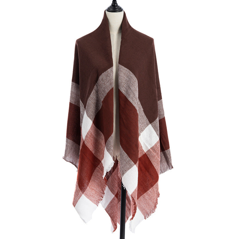 Women’s Cashmere-like Plaid Scarf Shawl – B9 140X140CM