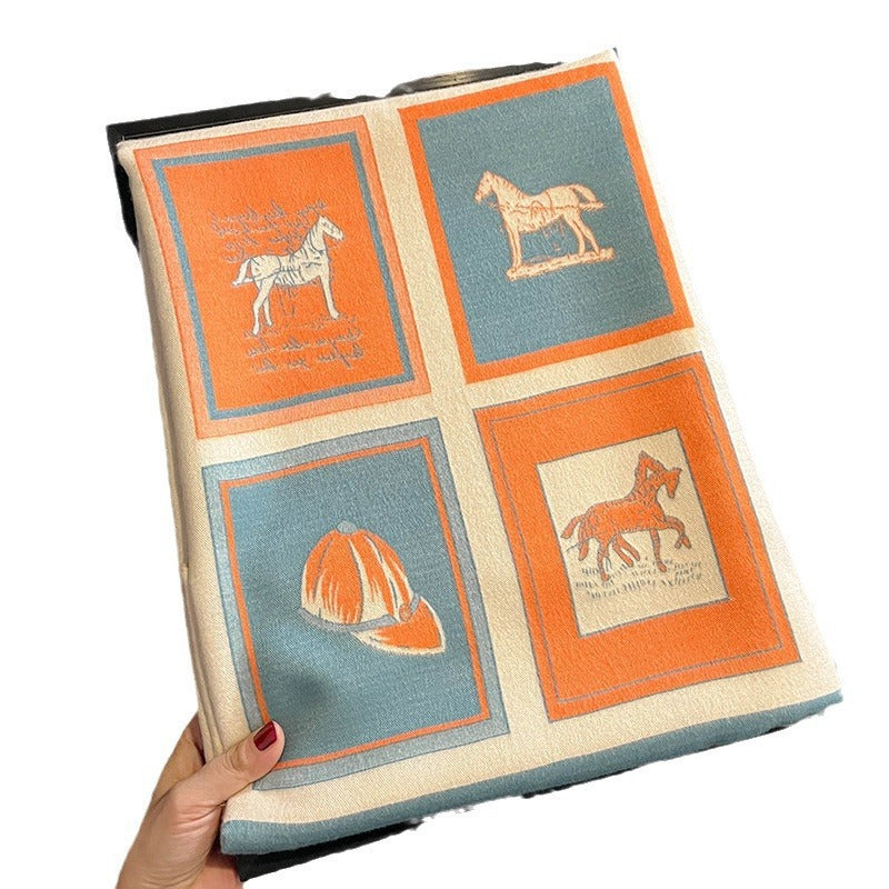 Carriage Print Cashmere-Feel Scarf – FYR150 Morandi Pink 65x185cm