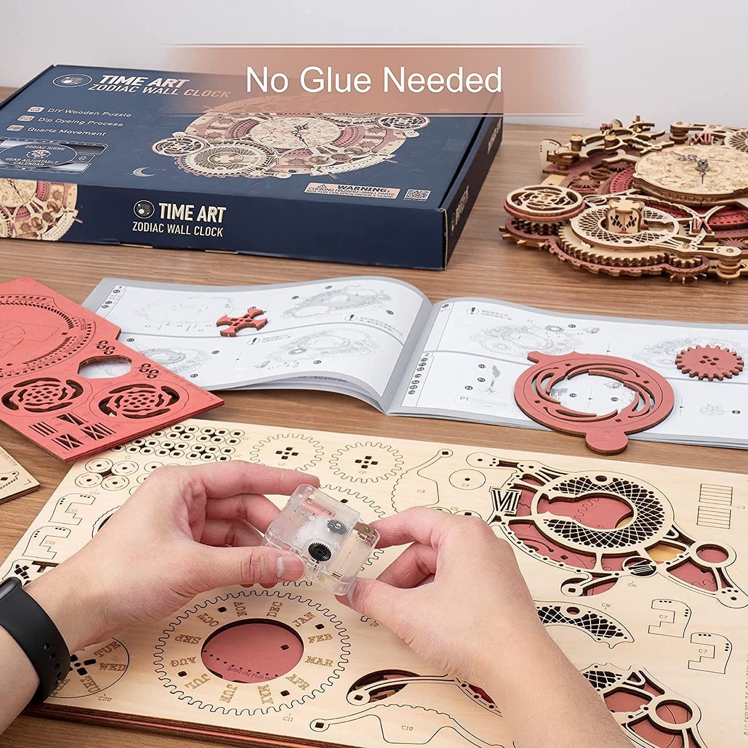 ROKR Zodiac Wooden Clock 3D Puzzle Kit – Functional Wall Art